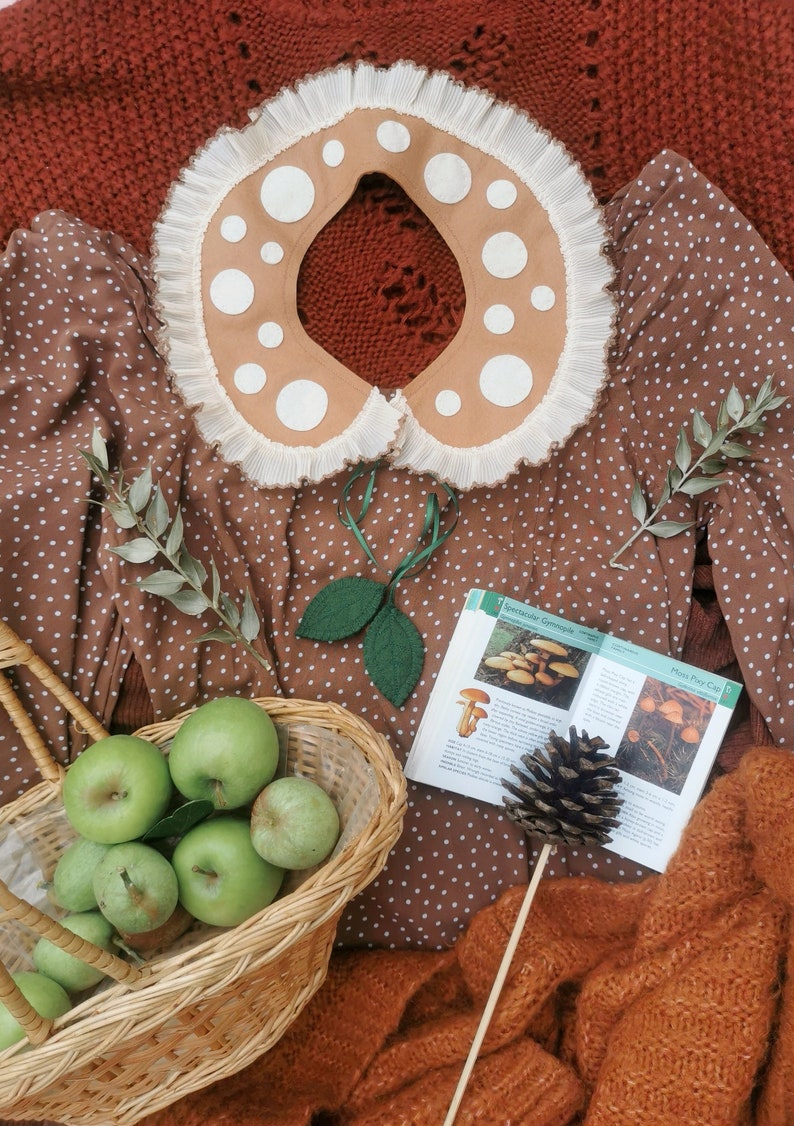 Natural brown toadstool mushroom felt collar / peterpan collar / cottagecore / autumncore / autumn / fall image 2