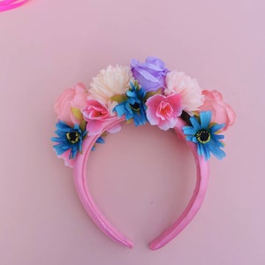 Faux flower collar and headband hairband set festival wedding garden party spring flowers image 3