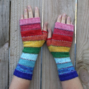 Fingerless Mittens Scrappily Ever AFter knitting pattern PDF download, easy pattern for beginners and advanced knitters image 3