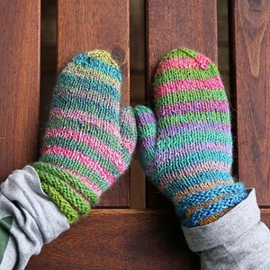 Happy Kids Mittens for kids and adults knitting pattern PDF download, photographer mittens, DIY holiday gift