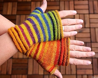 Fingerless Mittens knitting pattern PDF download, easy pattern for beginners and advanced knitters