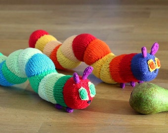 Caterpillar  toy knitting pattern PDF instant downloadm knitting tutorial caterpillar toy