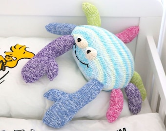 Crab knitting pattern, easy toy or pillow knitting pattern PDF download, cute DIY toy pattern