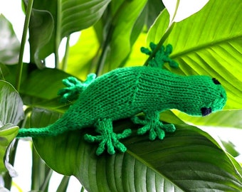 Gecko knitting pattern PDF instant download, Lizard knitting tutorial