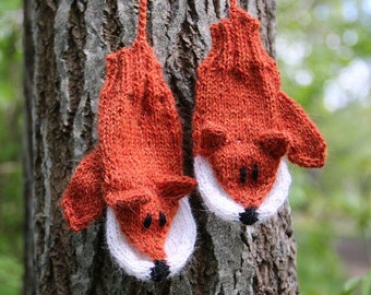 Fox Mittens for kids and adults knitting pattern PDF download, photographer mittens, DIY holiday gift