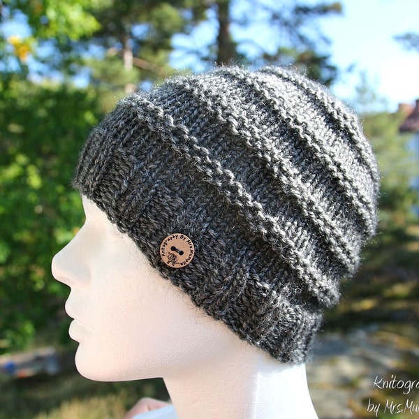 Cozy chunky men's hat - handknit beanie from Alpaka and cashmere yarn in gray, perfect holiday gift for him or her, winter fashion, wool hat
