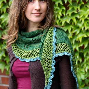 Shawl &quot;In Bloom&quot; knitting pattern PDF instant download, knitting tutorial shawl
