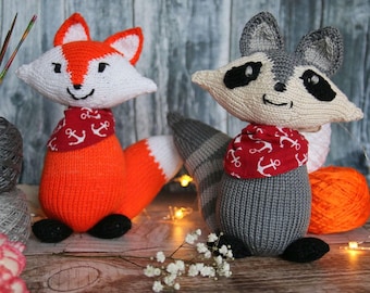 Fox and Raccoon Knitting Pattern: Woodland Friends Toy (PDF Download)