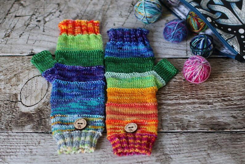 Fingerless Mittens 'Scrappalicious' knitting pattern PDF download, easy pattern for beginners and advanced knitters image 5
