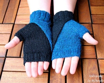 Fingerless Mittens Knitting Pattern: Double Layer Wristers (PDF Download)
