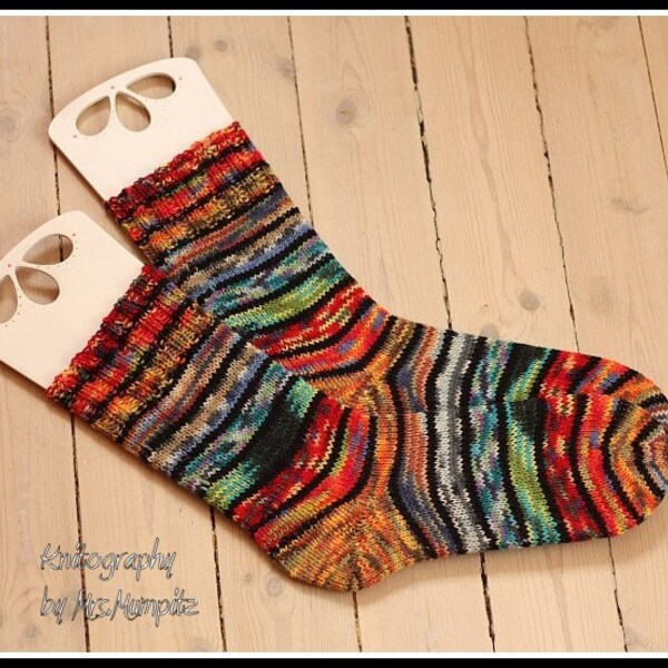 Crazy Unique Rainbow Socks - handknit from quality yarn - Size EU 41-44/US women 9.5-12.5
