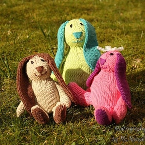 Bunny rabbit toy knitting pattern PDF instant download, pattern for intermediate/advanced knitters, cute gift
