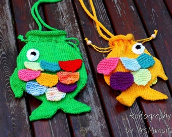 Fish String Purse Knitting Pattern: DIY Kids Gift (PDF Download)
