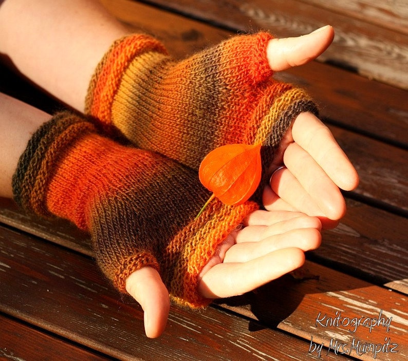 Fingerless Mittens knitting pattern PDF download, easy pattern for beginners and advanced knitters image 7