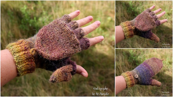 Convertible Mittens With Thumb Flap Knitting Pattern PDF Download