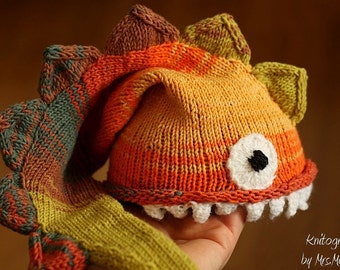 Dragon Hat knitting pattern for different sizes, baby to adult, PDF download, winter fashion DIY, geekery, dragons, kids