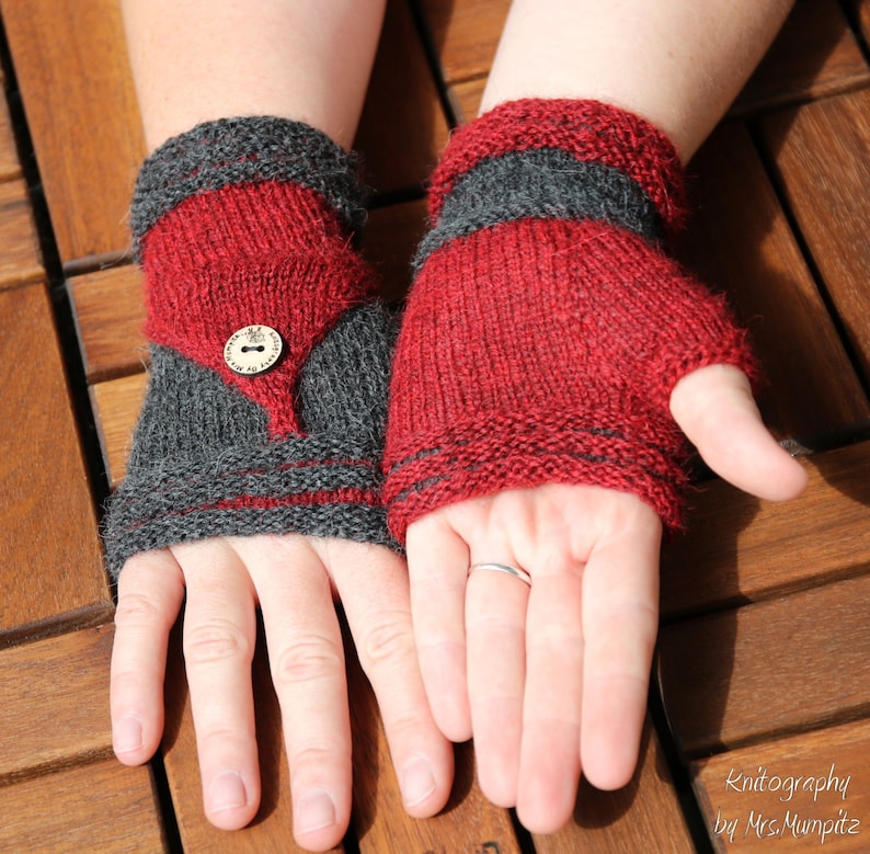 Fingerless Mittens follow Me Knitting Pattern PDF Etsy