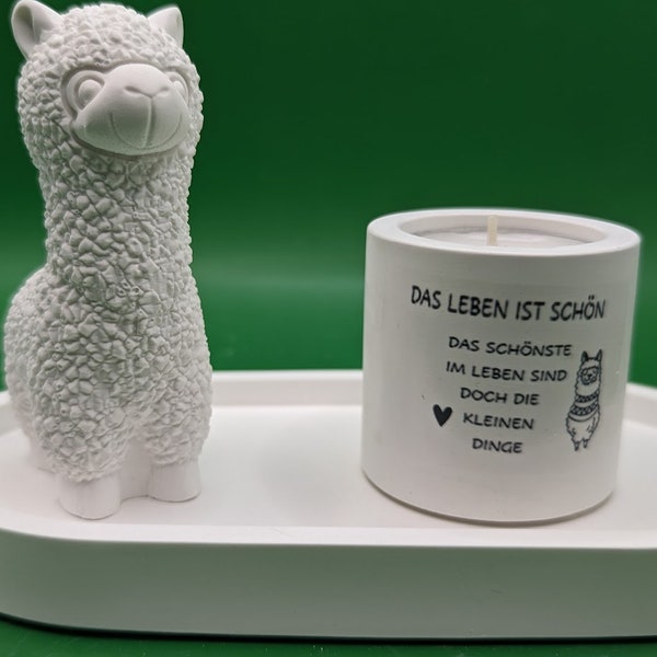 NO DRAMA LAMA, Lama mit Teelicht - neue Version-,  Mitbringsel aus Gips