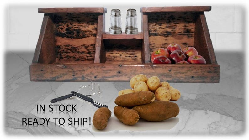 Papelera de verduras de madera recuperada Almacenamiento de | Etsy