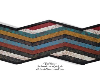 Handcrafted Reclaimed Oak Chevron Wood Wall Art: Mid-Century Modern Farmhouse (49" x 17")