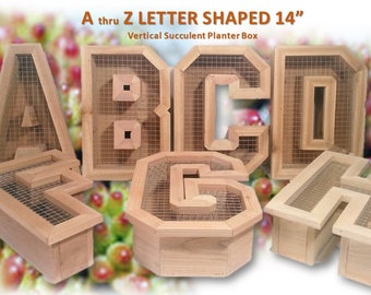 Handcrafted A-Z Cedar Succulent Planter: 14" Letters, Numbers, Ampersand- Indoor, Outdoor