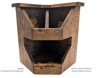 Corner Veggie Bin Reclaimed Pine: Modern Farmhouse Rustic Kitchen Storage