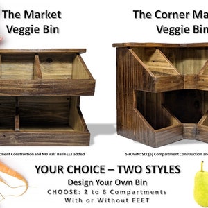 Food Storage Veggie Bin kitchen/pantry Potato/onion Bin Organization  divided Bin Corner Box/cabinet chef/gardener/foodie Gift Idea 