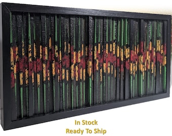 Handcrafted Geometric Reclaimed Wood Wall Art: Modern Farmhouse Decor, 11.5x21.5"