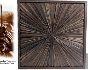 Handcrafted Starburst Redwood Wall Art: Mid Century Modern Farmhouse Decor 24.5" Square