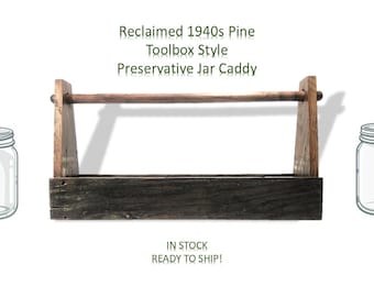 Handcrafted Toolbox Style Caddy Reclaimed 1940s Pine Modern Farmhouse Rustic Kitchen Storage Centerpiece