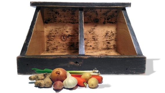 Reclaimed Wood Veggie Bin Kitchen Food Storage Large Etsy