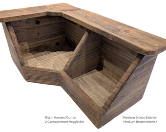 Corner Veggie Bin Reclaimed Wood: Modern Farmhouse Rustic Kitchen Storage