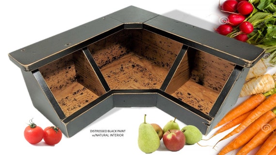 Reclaimed Wood Corner Veggie Bin Kitchen Food Storage Etsy