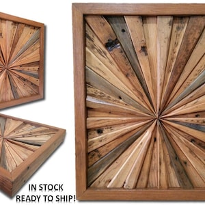 Starburst Art 13.5" Square ~ Upcycled Reclaimed 1940s Wood ~ Contemporary Modern Farmhouse Transitional Geometric Decor