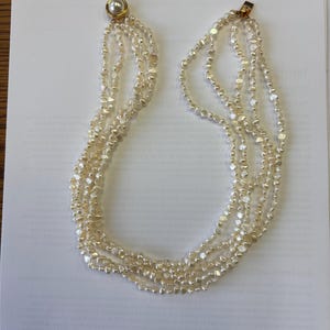 Freshwater Pearl Five Strand Necklace, Twisted Multi Strand