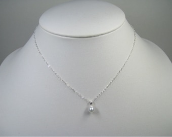 On SALE Now: Single Freshwater Pearl Childs Necklace set in sterling silver bail and chain