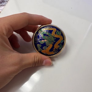 Vintage Blue Dragon Cloisonne Pill Box - Large 3 Compartments