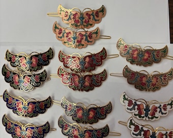 Beautiful Cloisonne Hair barrette in pairs. 7 different colors available