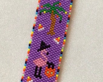 Trick or Treat Flamingos Bracelet Pattern - PDF for Even Count Peyote Pattern