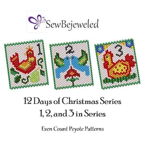 PDF para Peyote - ¡Primer conjunto de 3 patrones de la serie Los 12 días de Navidad!