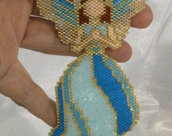 Praying Angel in Teal - 2 PDF Patterns!! - Shaped Peyote/Brick Stitch and Odd Count Peyote