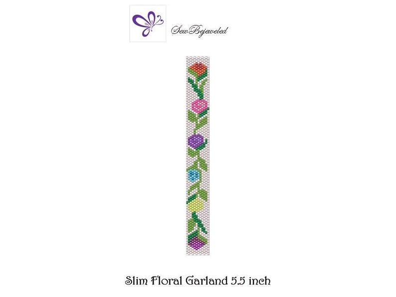 Peyote Bracelet Pattern Slim Floral Garland in TWO SIZES ...