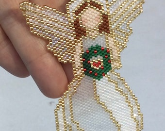PDF for Shaped and Even Count Peyote - Christmas Angel with Wreath - 2 Patterns!!
