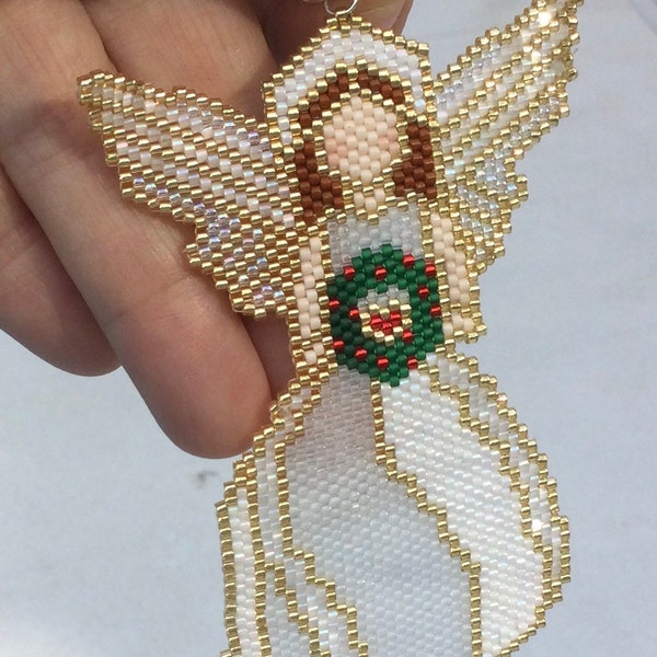 PDF for Shaped and Even Count Peyote - Christmas Angel with Wreath - 2 Patterns!!