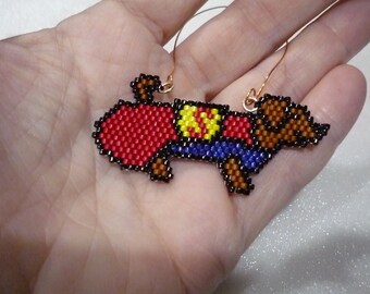Brick Stich und Peyote Muster - Glücklicher Halloweenie Dackel Super Hund - 2 PDF Muster!!