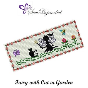 PDF for Peyote Pattern - Fairy with Cat in Garden