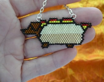 Brick Stich und Peyote Muster - Glücklicher Halloweenie Dackel Hot Dog - 2 PDF Muster!!