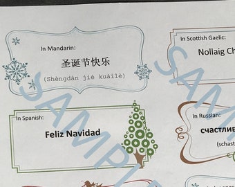 Christmas Around the World Advent Calendar Cards: Multilingual Gift Tags (Digital Download)