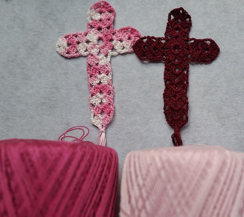 Hot pink (thread), pale pink (thread), variegated pink, and burgundy