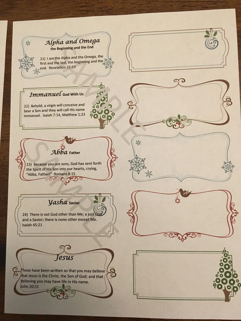 Names of God Advent Calendar Scripture Cards Inspiration Christmas